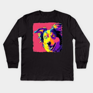 Border Collie Pop Art - Dog Lover Gifts Kids Long Sleeve T-Shirt